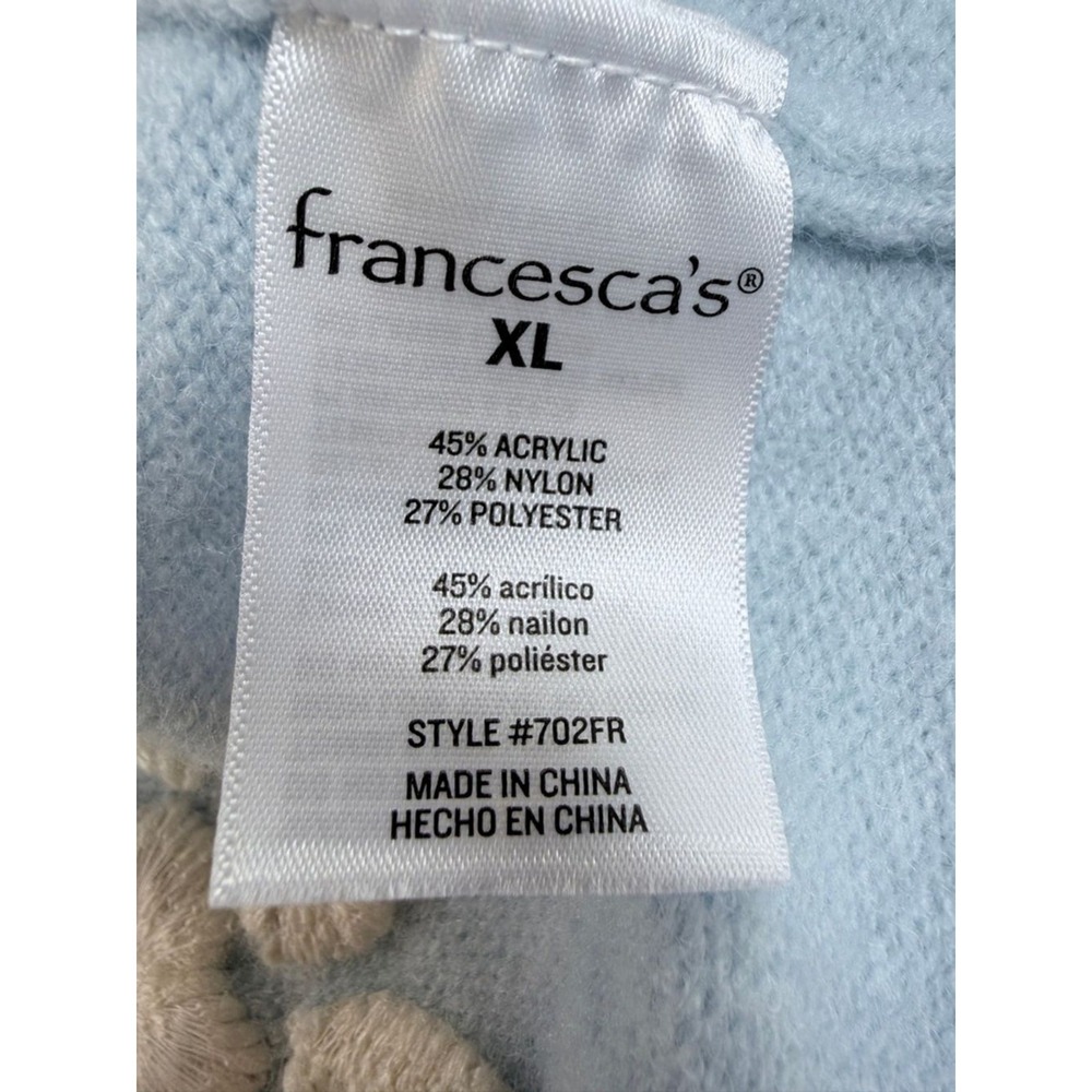 Francesca's Knit Mini Skirt Women XL Blue Floral Embroidered Ruffle‎ Hem 702FR - Picture 8 of 11